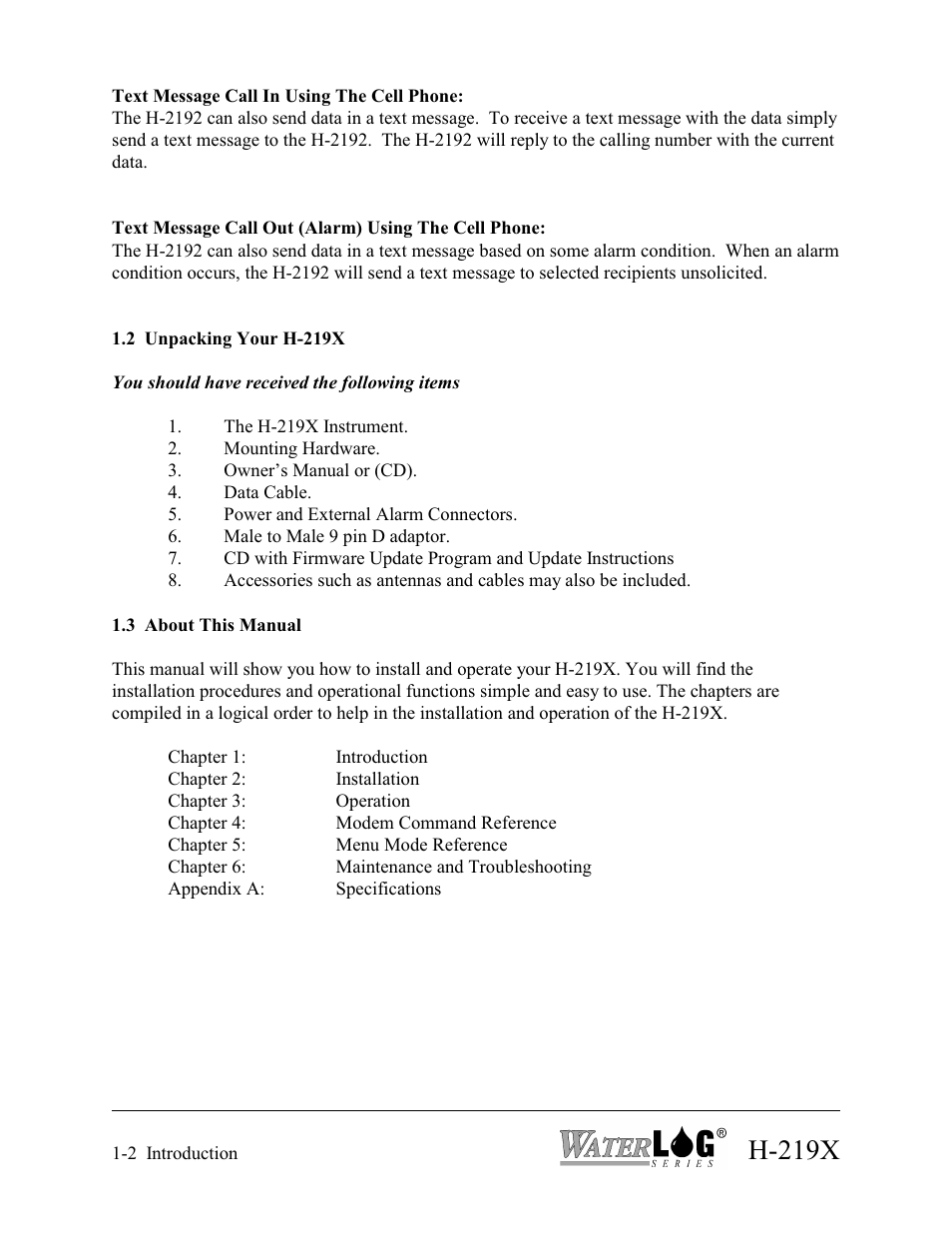 H-219x | Xylem H-2192 User Manual | Page 6 / 57