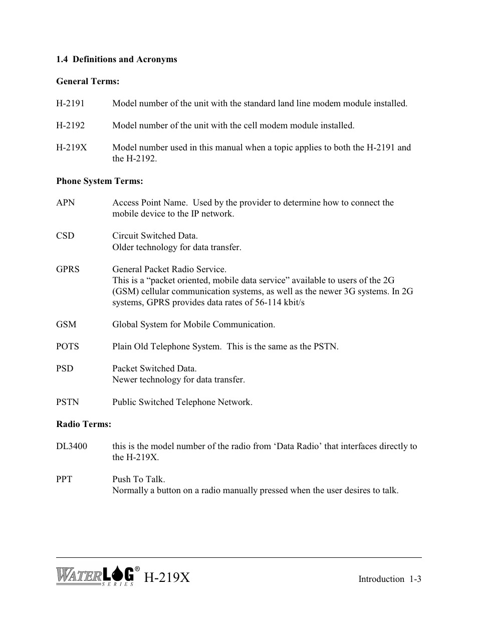 H-219x | Xylem H-2192 User Manual | Page 7 / 57