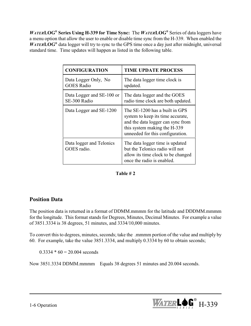H-339, Position data | Xylem H-339 User Manual | Page 11 / 21