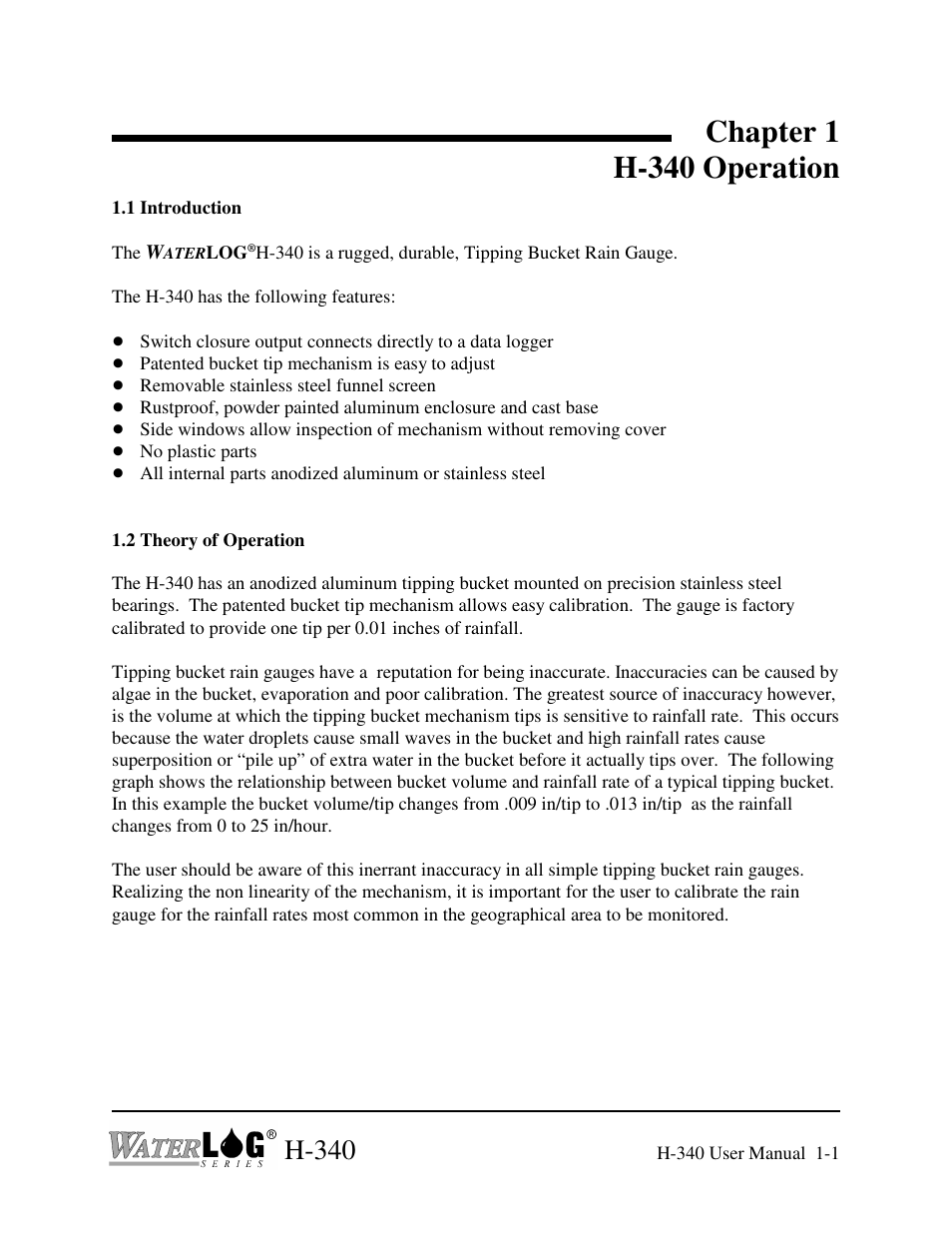Chapter 1 h-340 operation, H-340 | Xylem H-340 User Manual | Page 7 / 12