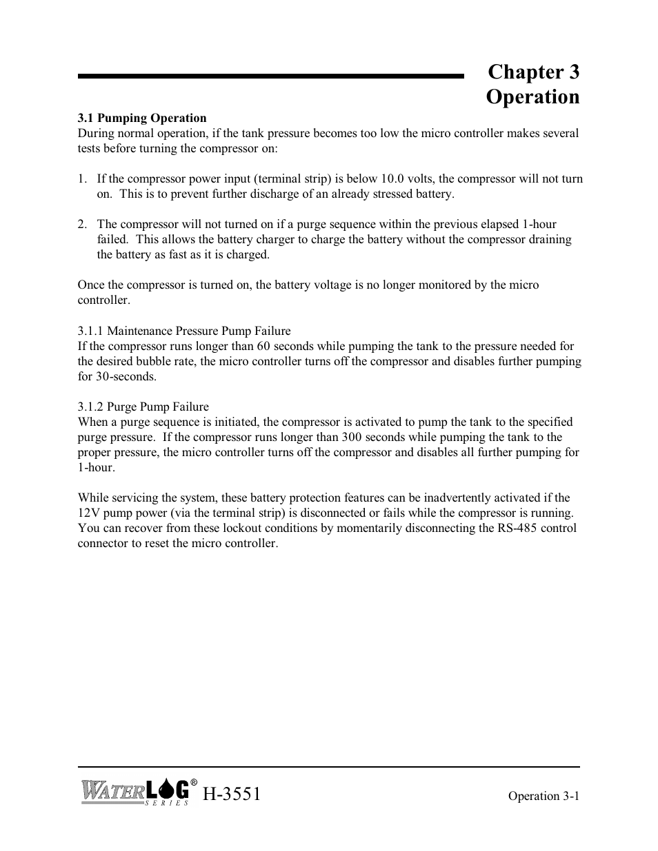 Chapter 3 operation, H-3551 | Xylem H-3551 User Manual | Page 11 / 42
