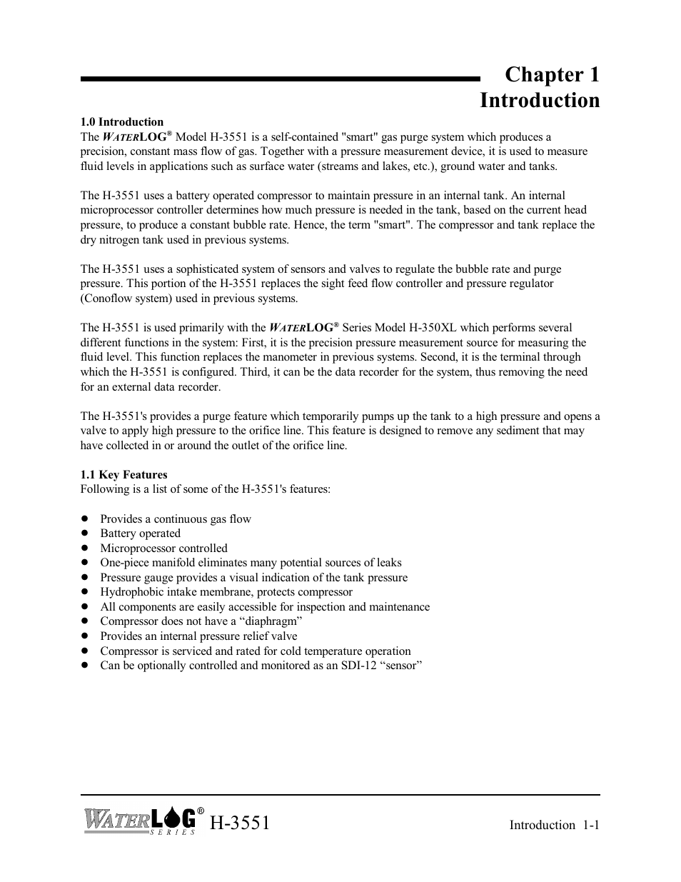 Chapter 1 introduction, H-3551 | Xylem H-3551 User Manual | Page 5 / 42