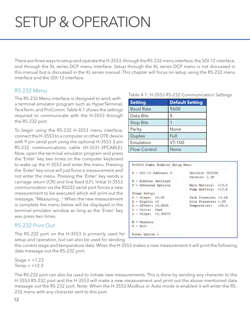 Setup & operation | Xylem H-3553 User Manual | Page 14 / 36