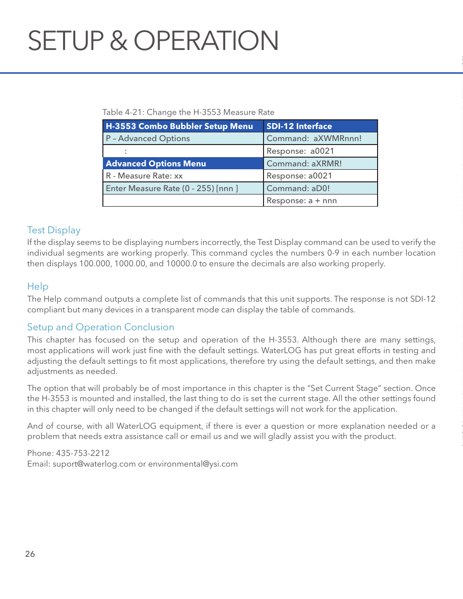 Setup & operation | Xylem H-3553 User Manual | Page 28 / 36