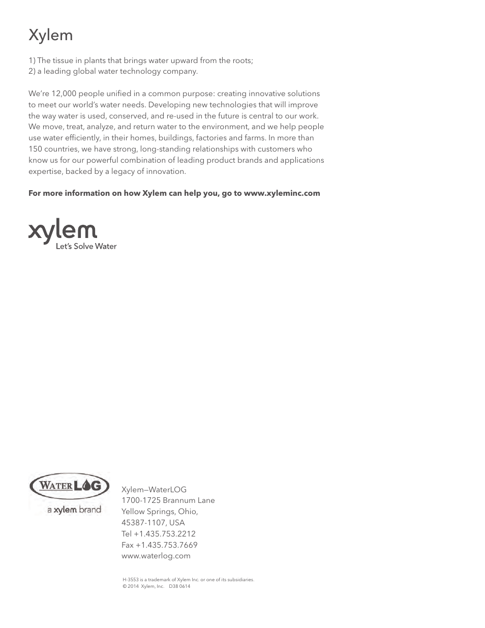 Xylem | Xylem H-3553 User Manual | Page 36 / 36