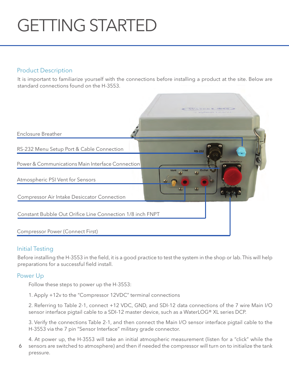 Getting started | Xylem H-3553 User Manual | Page 8 / 36