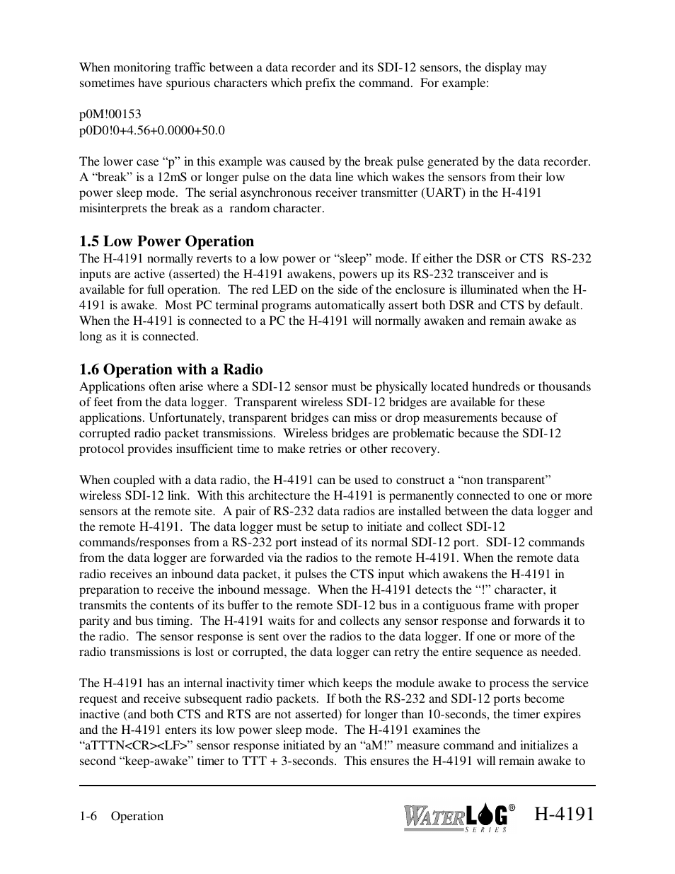 H-4191, 5 low power operation, 6 operation with a radio | Xylem H-4191 User Manual | Page 8 / 21