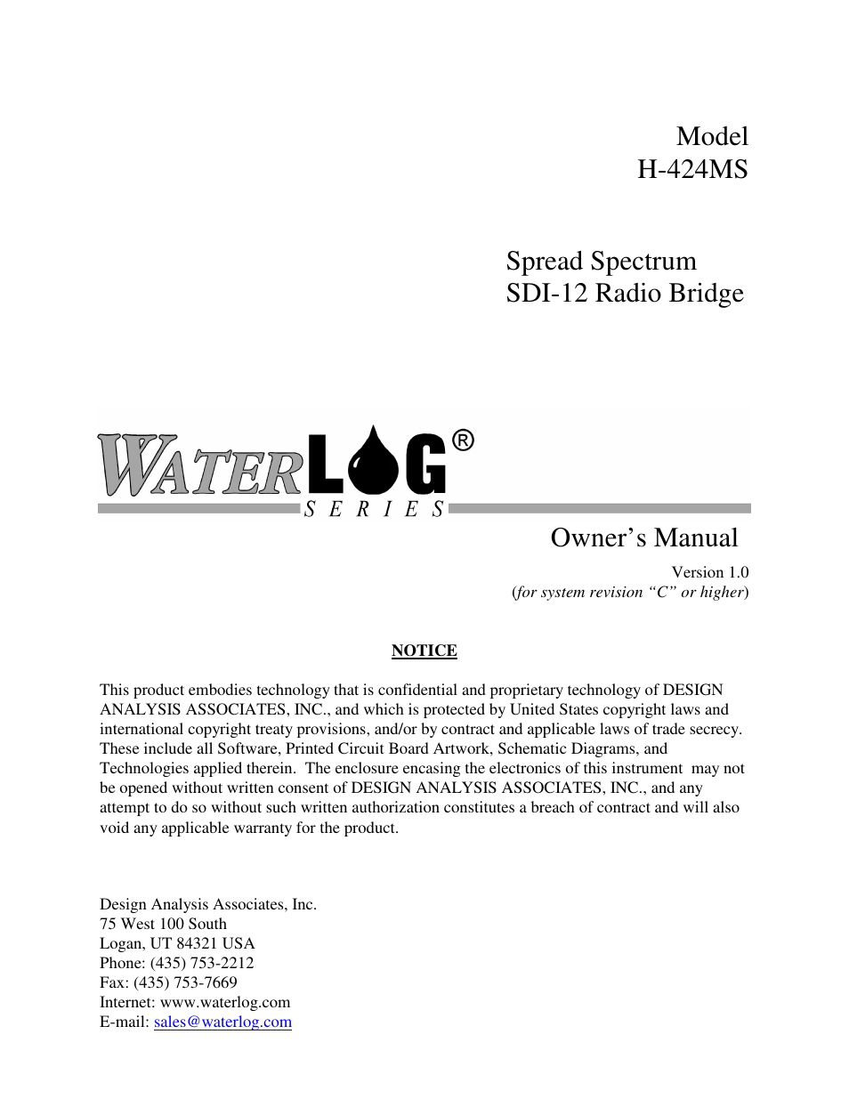 Xylem H-424MS V1.0 User Manual | 25 pages