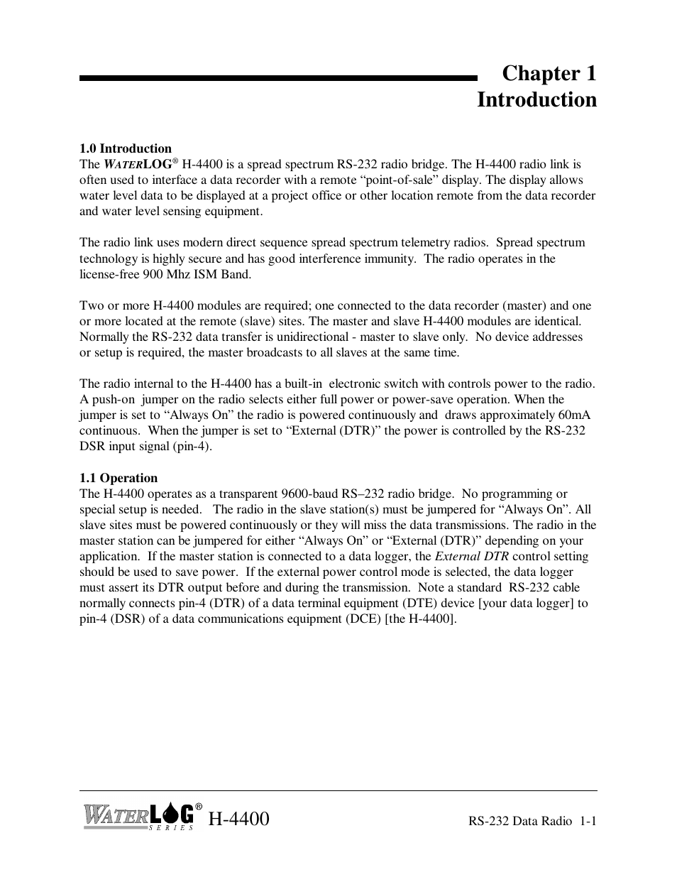 Chapter 1 introduction, H-4400 | Xylem H-4400 User Manual | Page 3 / 7