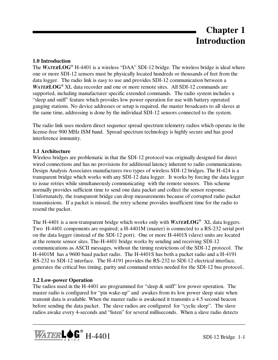Chapter 1 introduction, H-4401 | Xylem H-4401 User Manual | Page 3 / 6