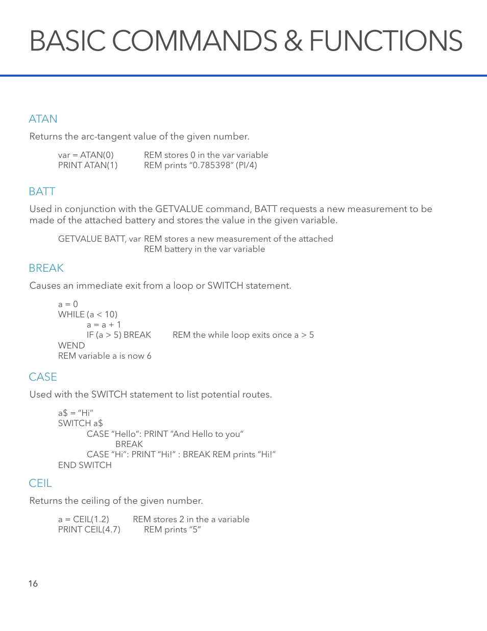 Basic commands & functions | Xylem System 5000 BASIC Manual User Manual | Page 18 / 54
