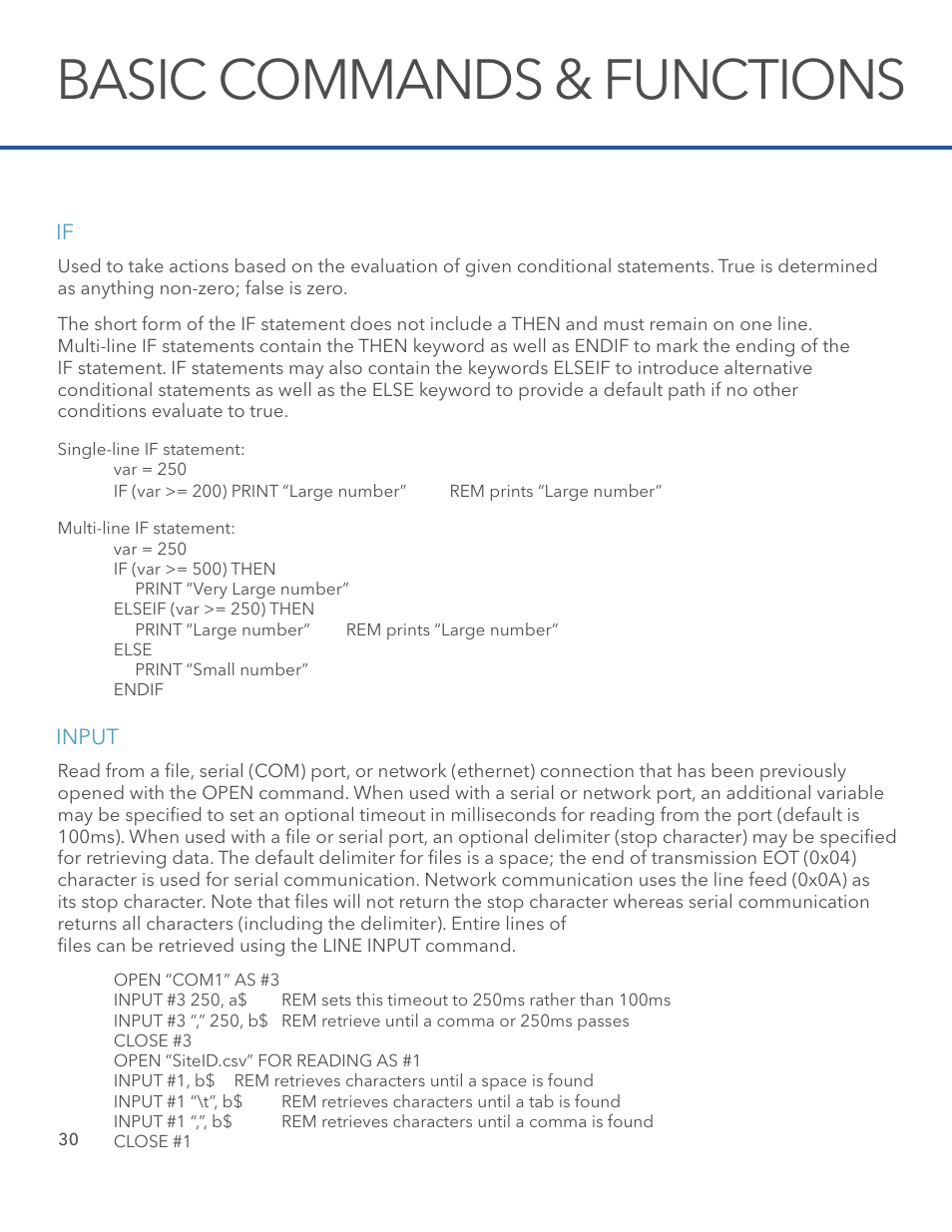 Basic commands & functions | Xylem System 5000 BASIC Manual User Manual | Page 32 / 54