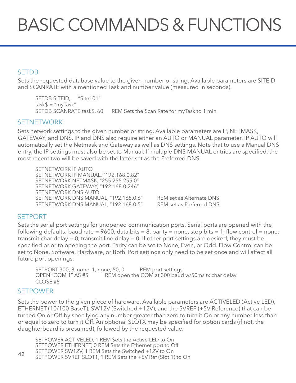 Basic commands & functions | Xylem System 5000 BASIC Manual User Manual | Page 44 / 54