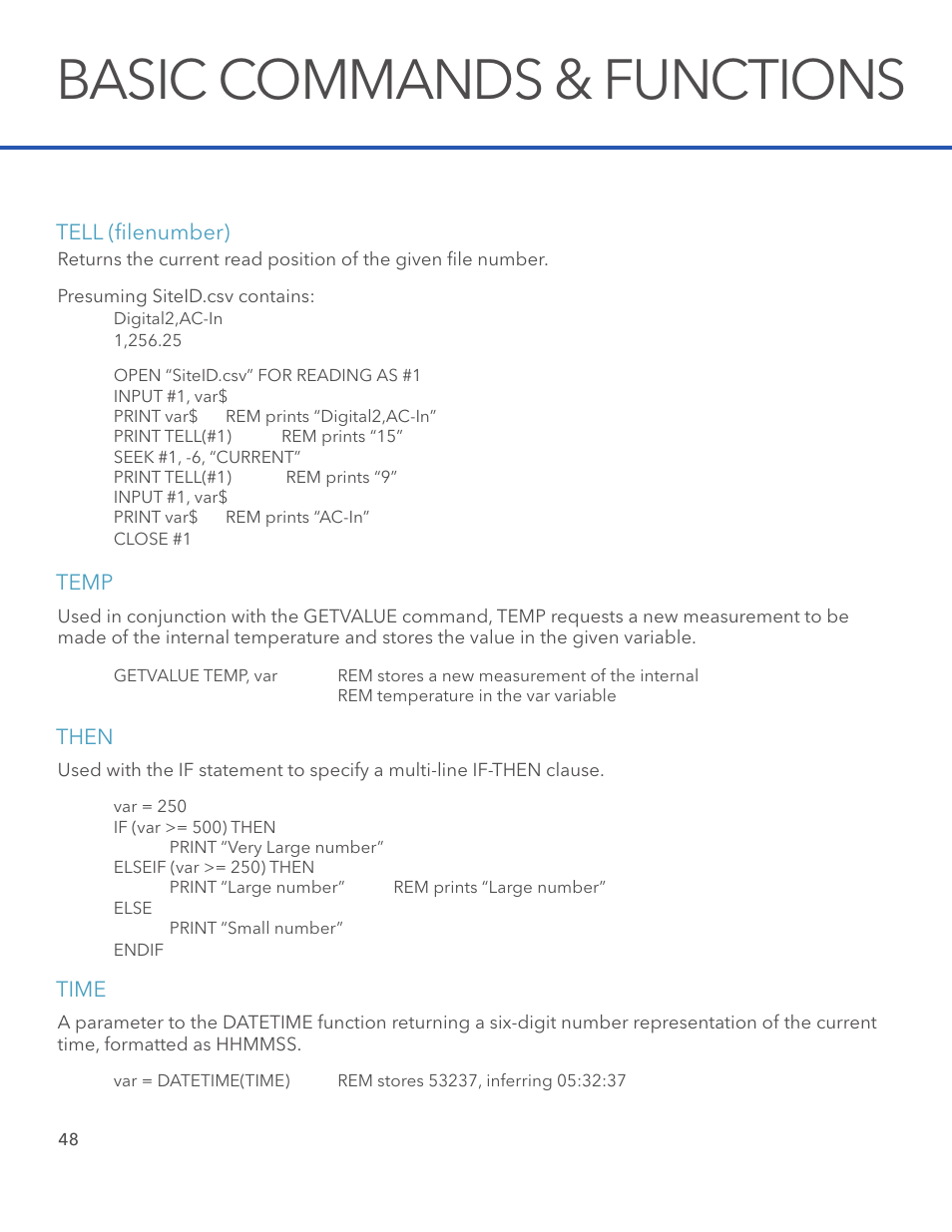 Basic commands & functions | Xylem System 5000 BASIC Manual User Manual | Page 50 / 54