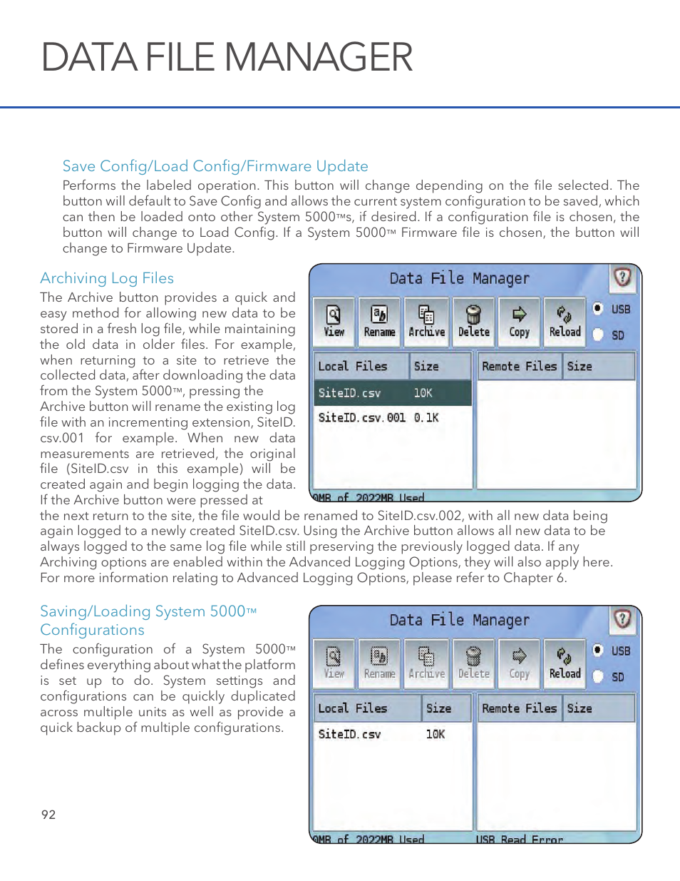 Data file manager | Xylem System 5000 User Manual User Manual | Page 94 / 136
