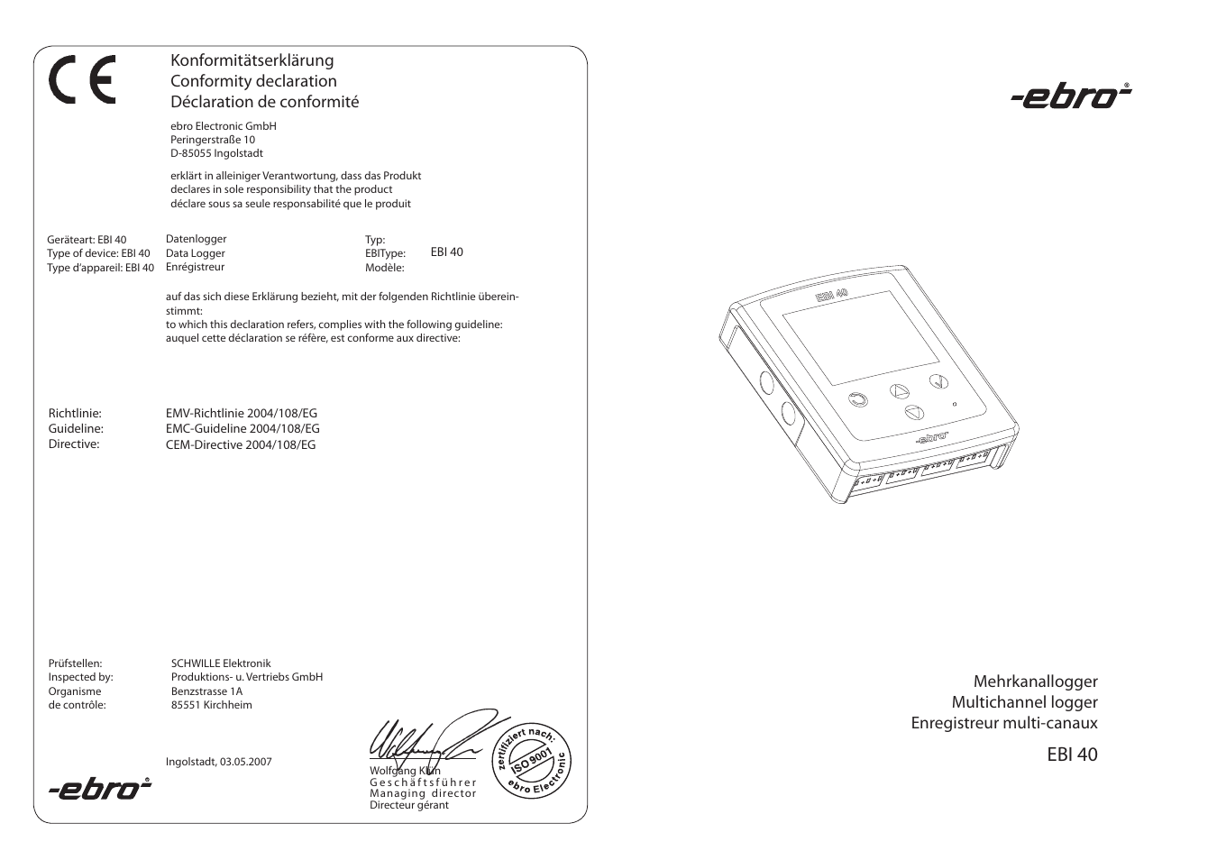 Xylem EBI 40 TK-6 User Manual | 18 pages