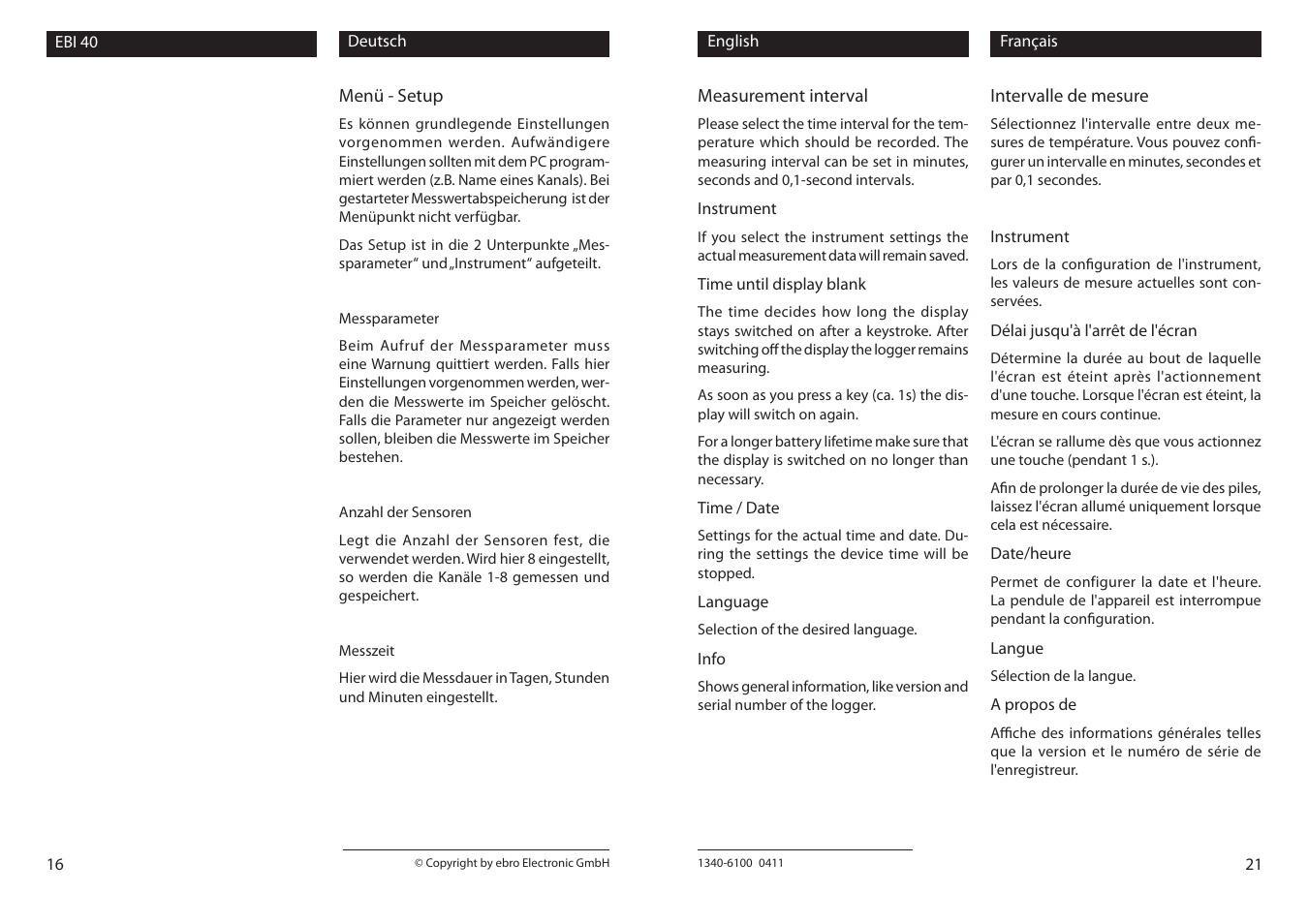 Xylem EBI 40 TK-6 User Manual | Page 16 / 18