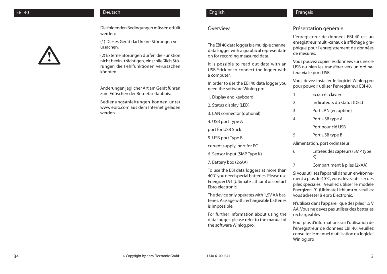 Xylem EBI 40 TK-6 User Manual | Page 3 / 18