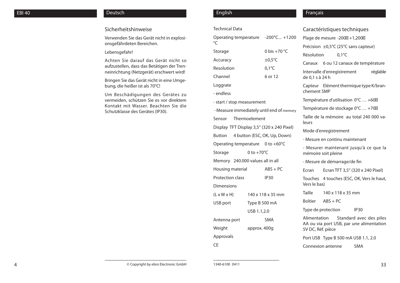 Xylem EBI 40 TK-6 User Manual | Page 4 / 18