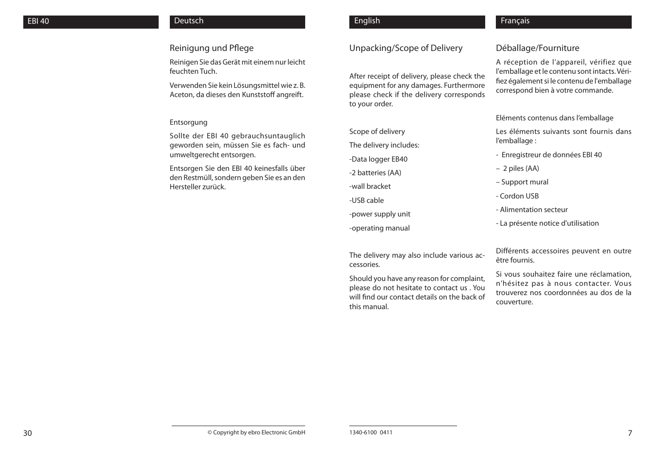 Xylem EBI 40 TK-6 User Manual | Page 7 / 18