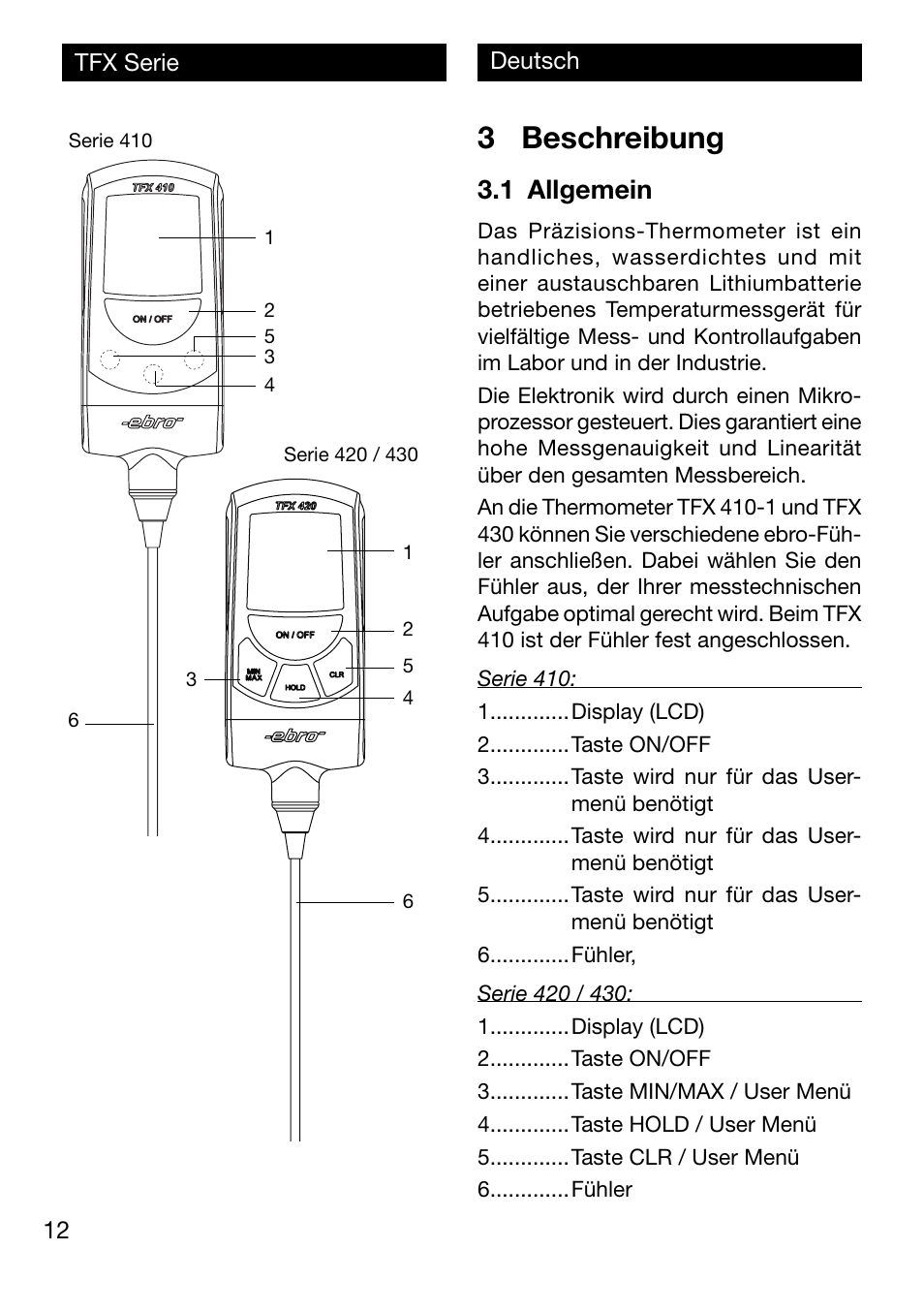 3 beschreibung, 1 allgemein | Xylem TFX Serie User Manual | Page 12 / 38