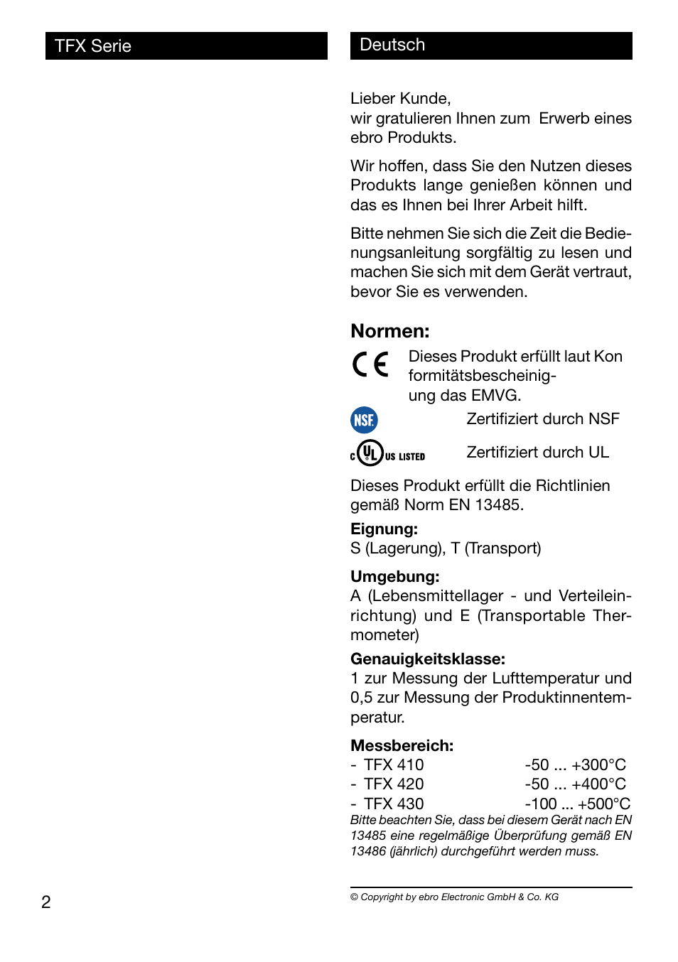 Normen | Xylem TFX Serie User Manual | Page 2 / 38