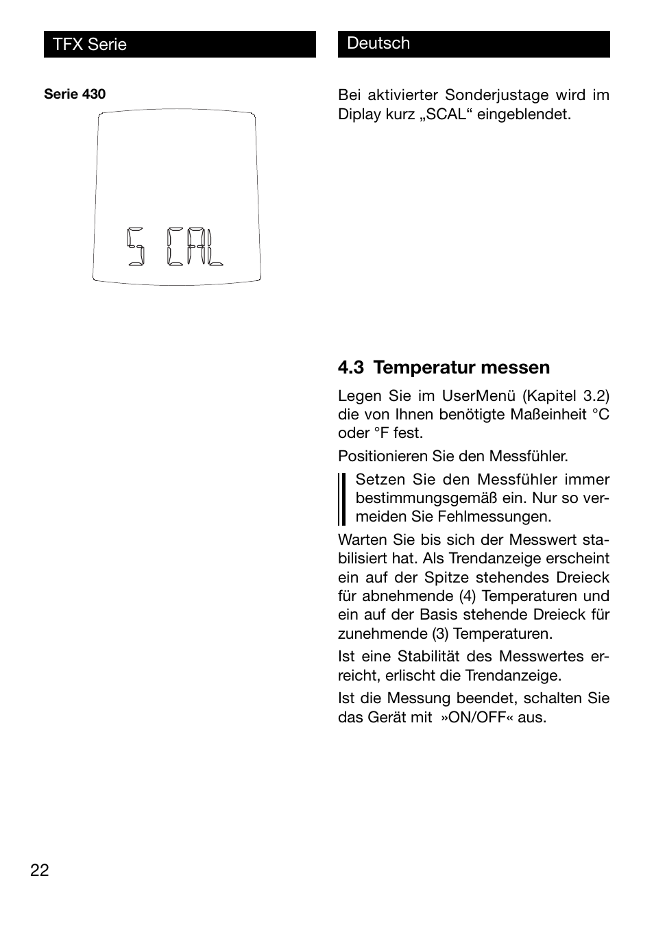 3 temperatur messen | Xylem TFX Serie User Manual | Page 22 / 38