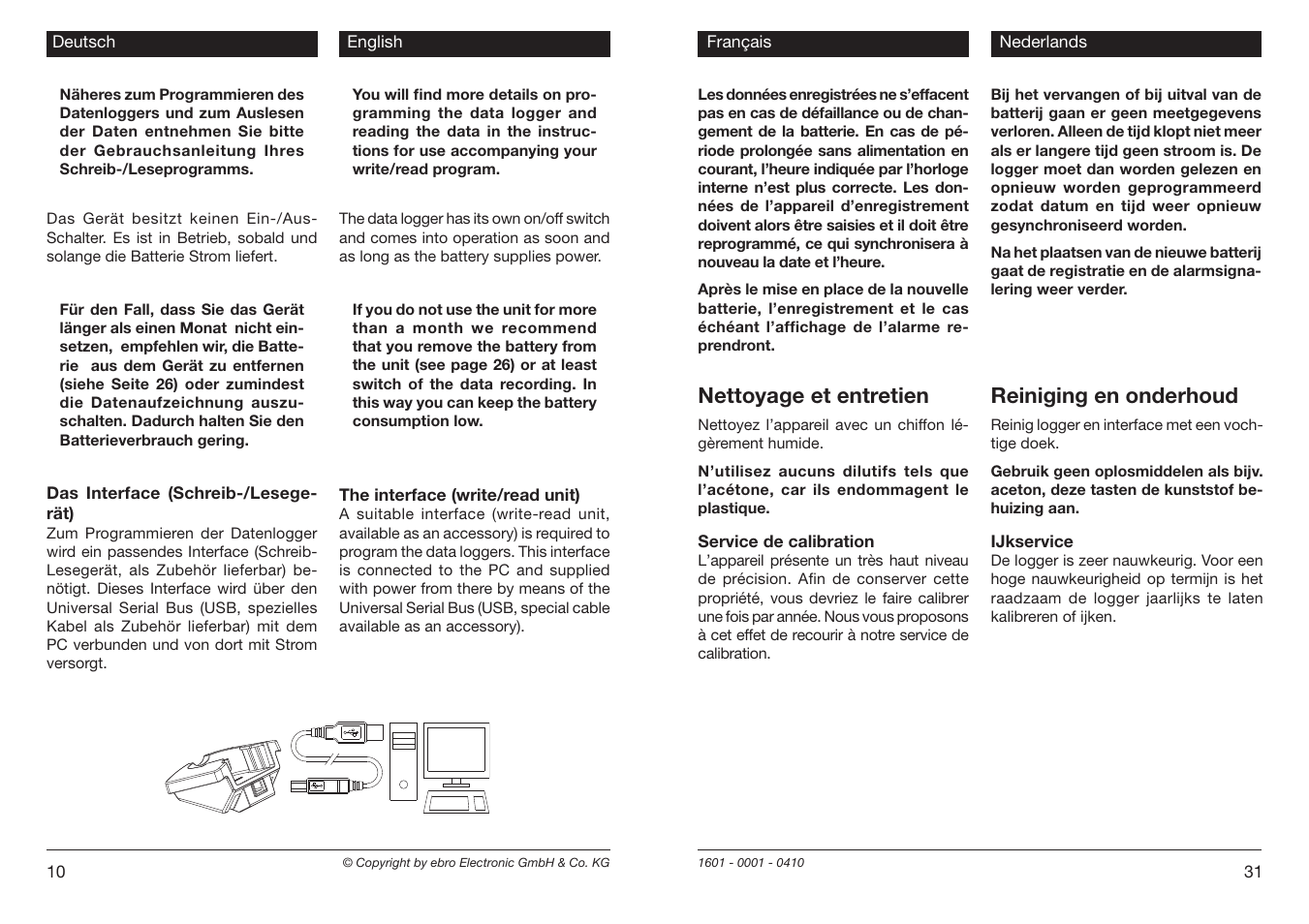 Nettoyage et entretien, Reiniging en onderhoud | Xylem EBI 20 Serie User Manual | Page 10 / 20