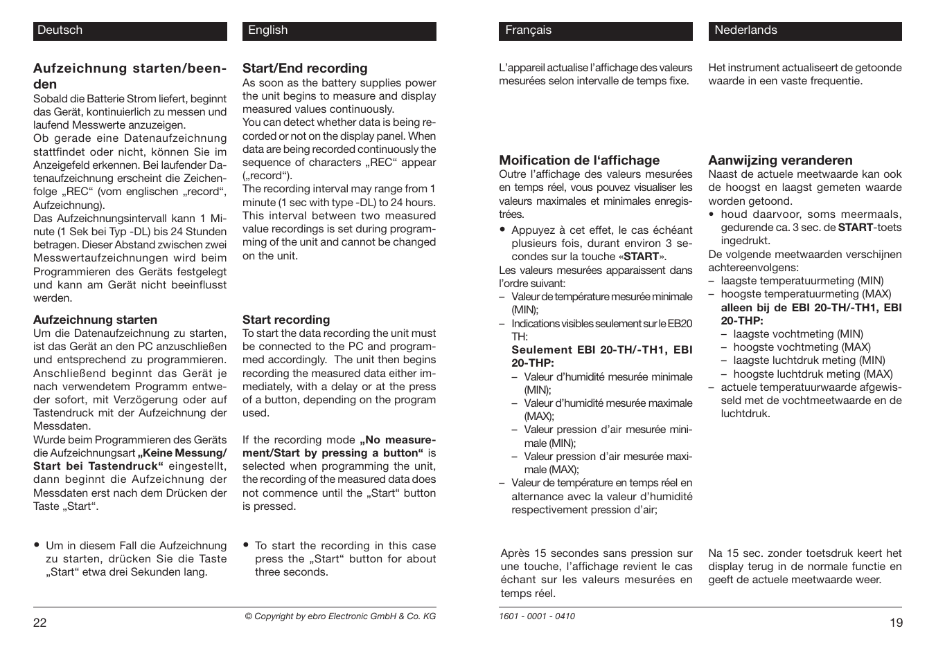 Xylem EBI 20 Serie User Manual | Page 19 / 20