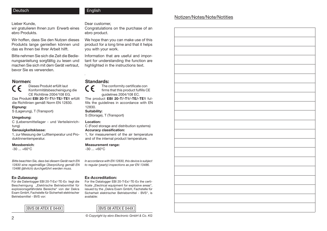 Xylem EBI 20 Serie User Manual | Page 2 / 20