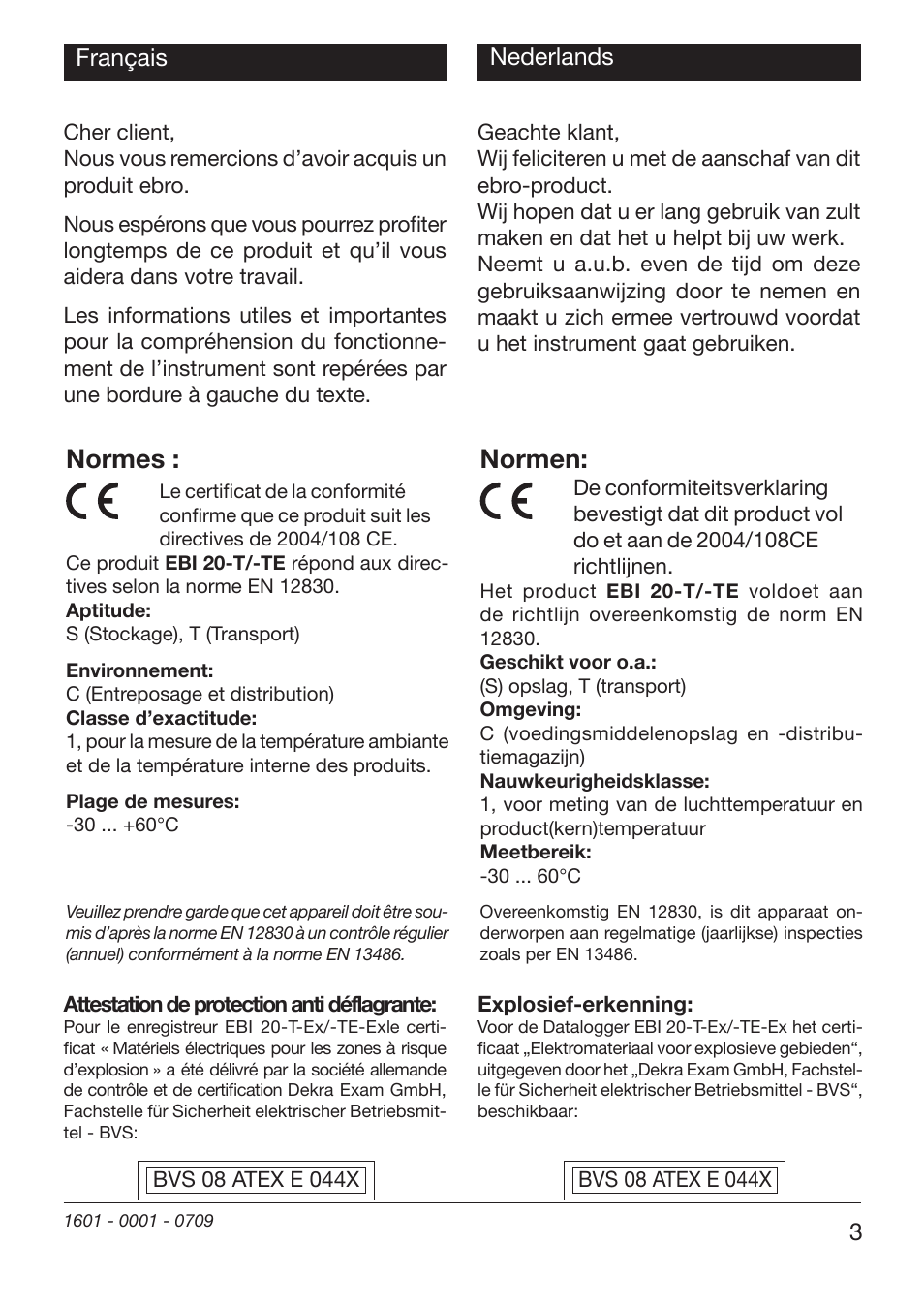 Normes, Normen | Xylem EBI 20-TF User Manual | Page 3 / 40