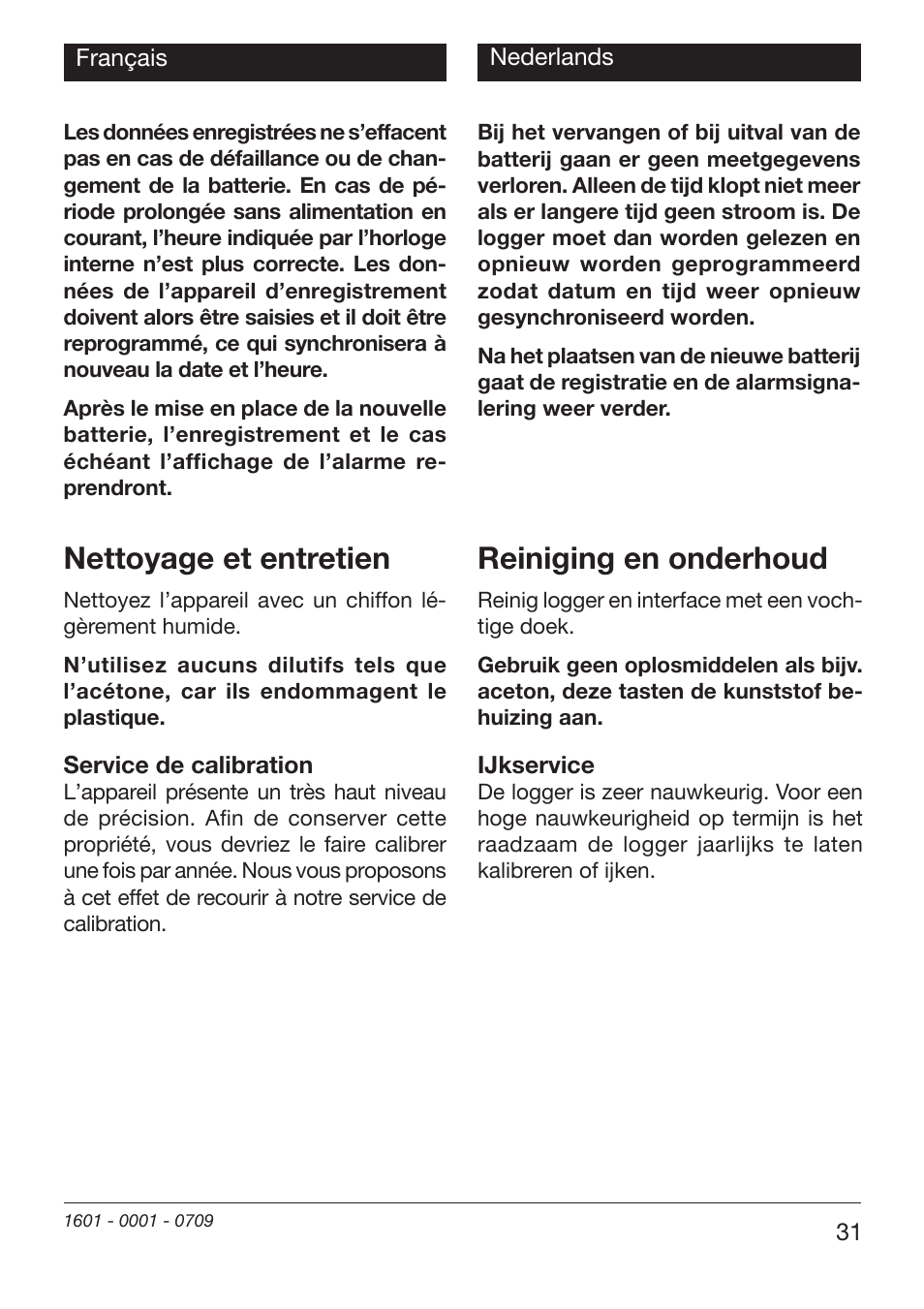 Nettoyage et entretien, Reiniging en onderhoud | Xylem EBI 20-TF User Manual | Page 31 / 40