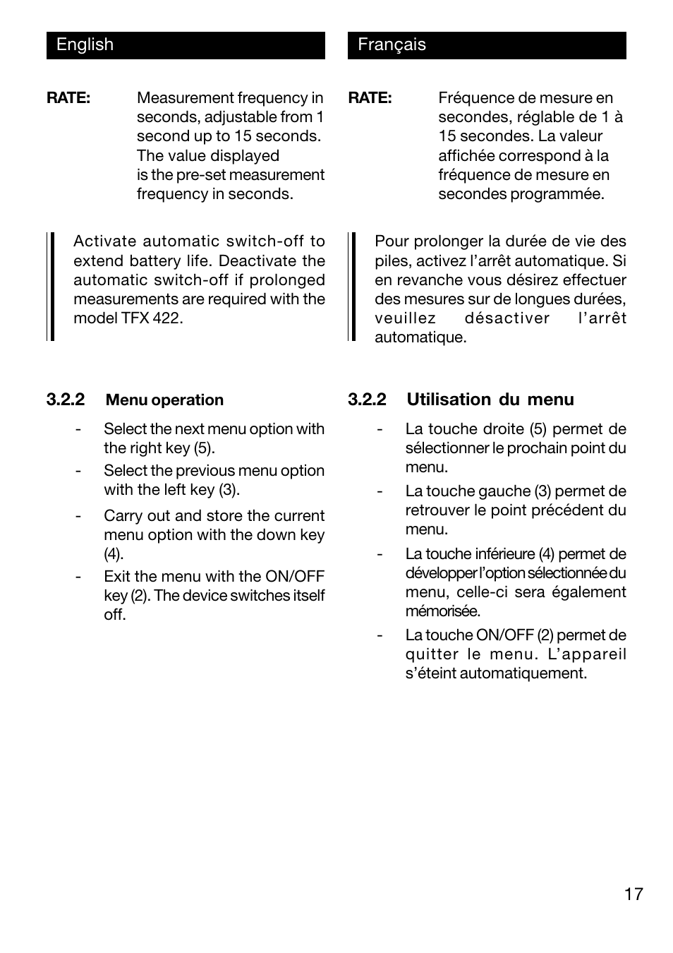 Xylem TFX 422 User Manual | Page 17 / 36