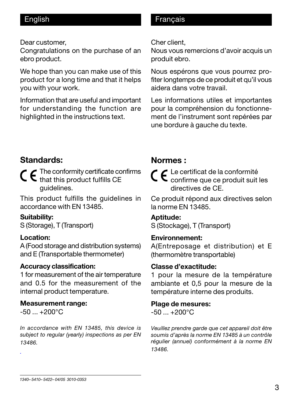 Standards, Normes | Xylem TFX 422 User Manual | Page 3 / 36