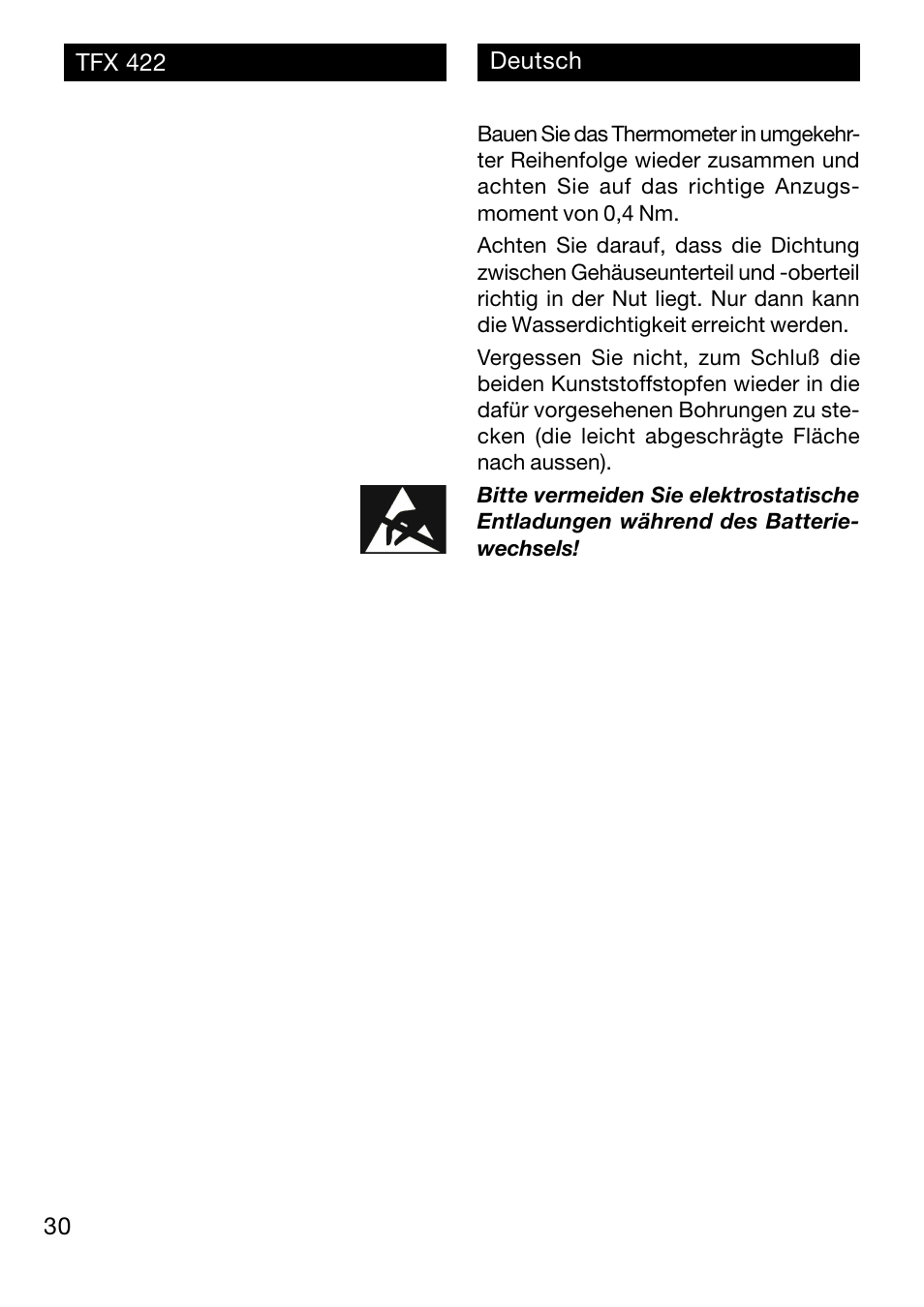 Xylem TFX 422 User Manual | Page 30 / 36