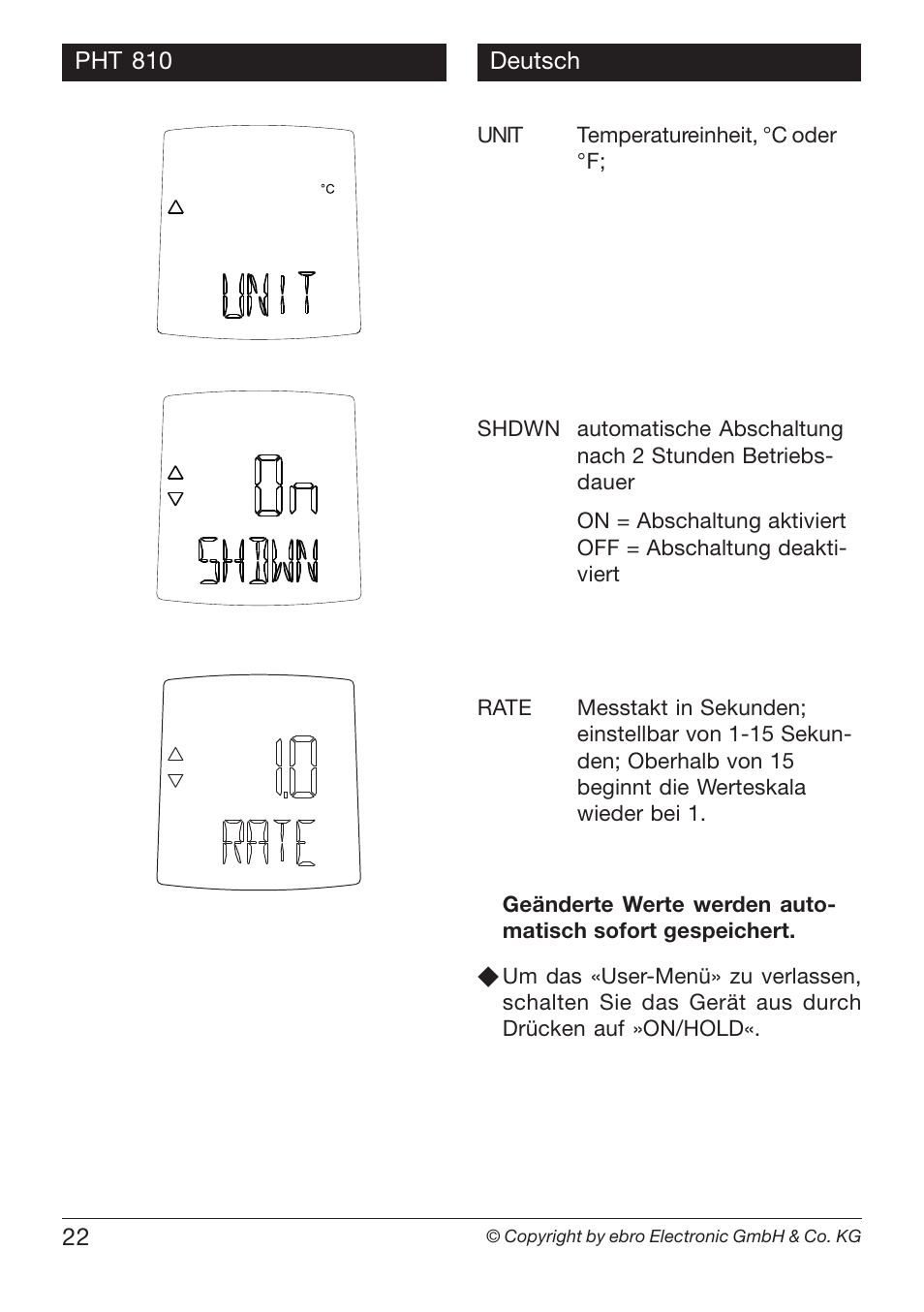 Xylem PHT 810 User Manual | Page 22 / 42