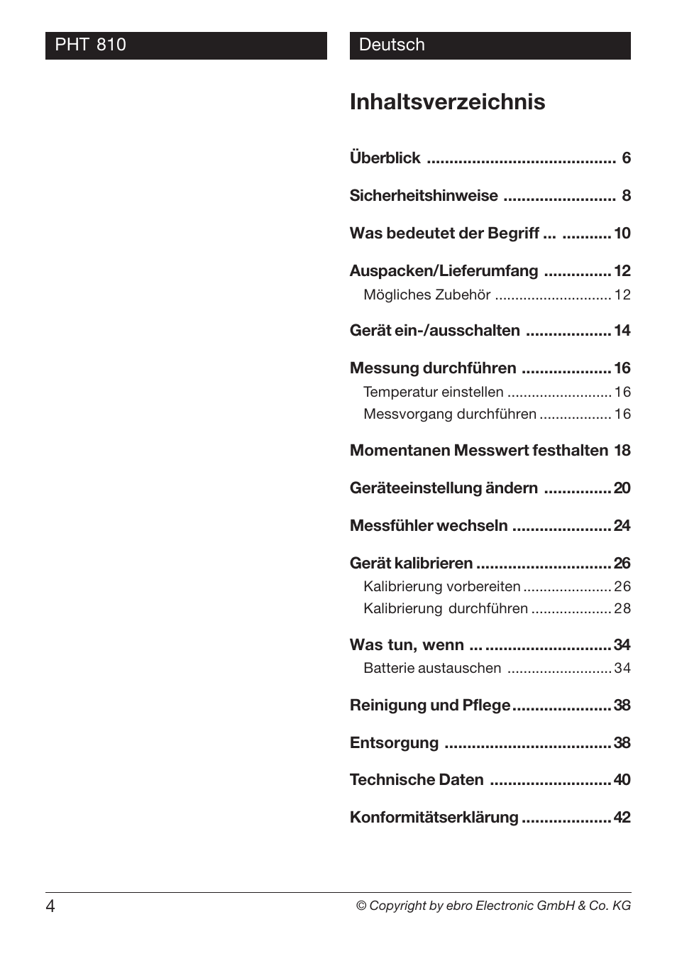 Xylem PHT 810 User Manual | Page 4 / 42