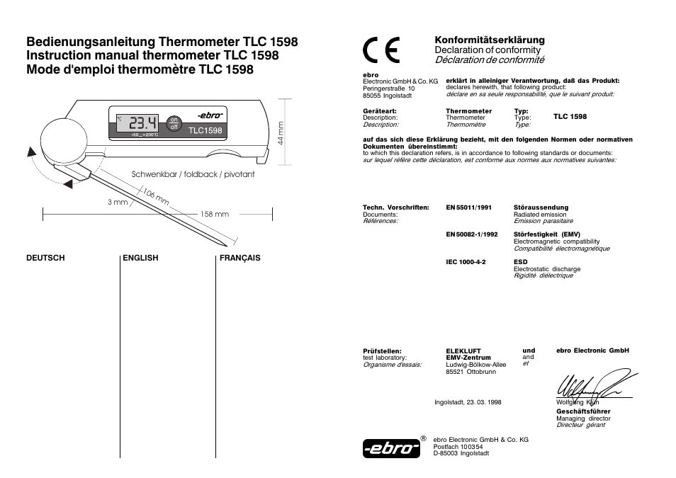 Xylem TLC 1598 User Manual | Page 2 / 2