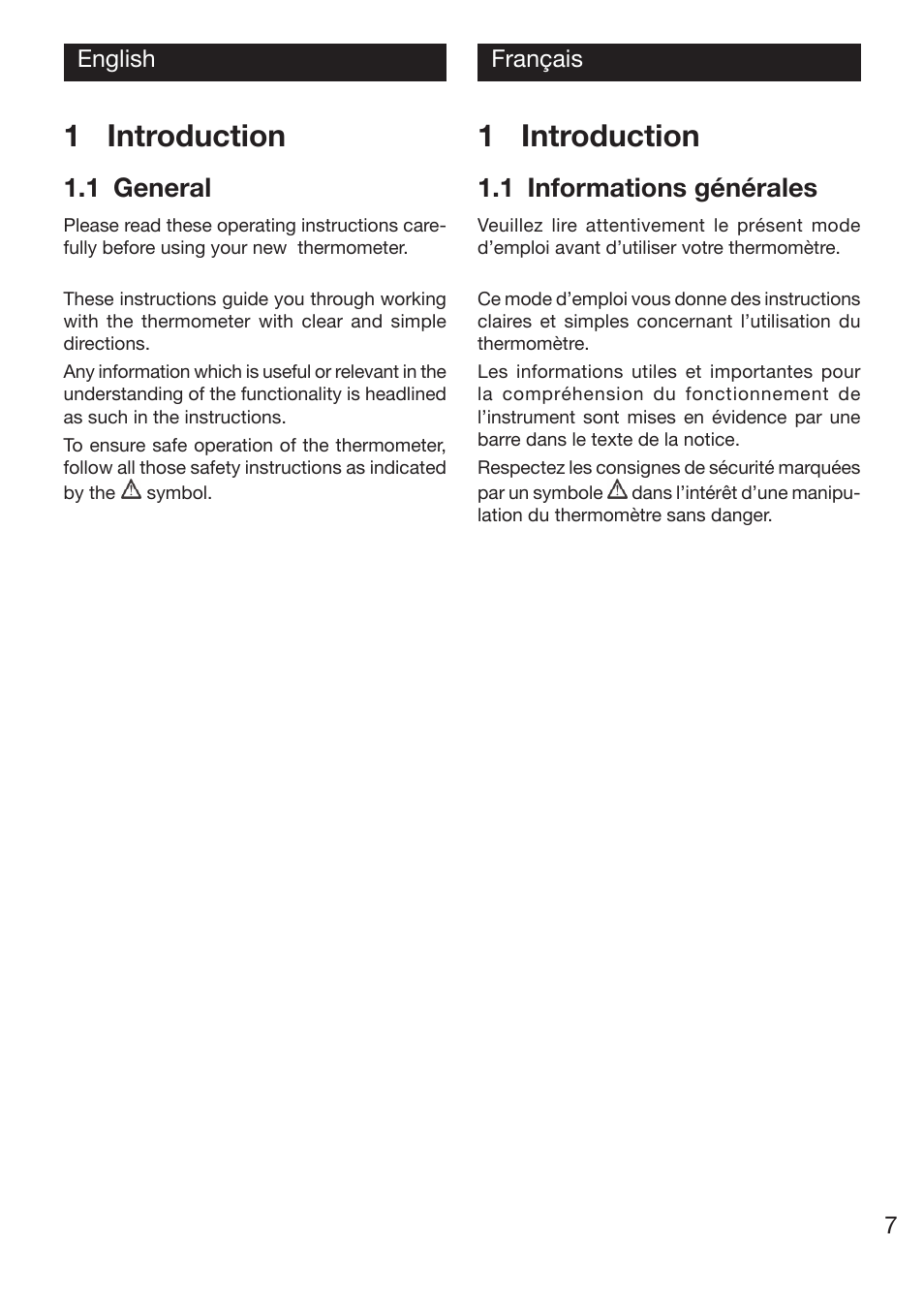 1 introduction, 1 general, 1 informations générales | Xylem TTX 100/110/120 User Manual | Page 7 / 28
