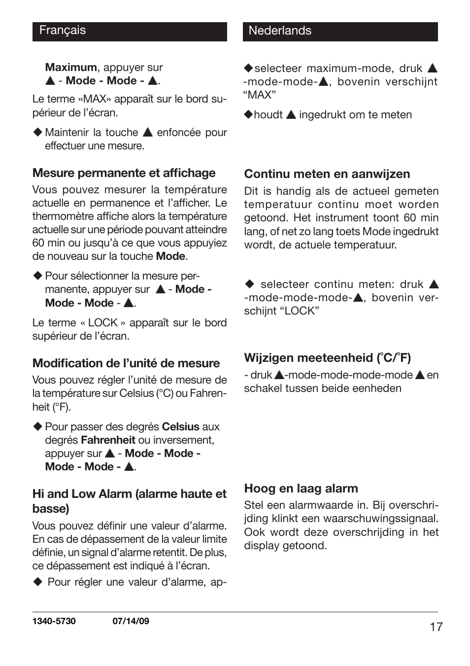 Xylem TLC 730 User Manual | Page 17 / 48