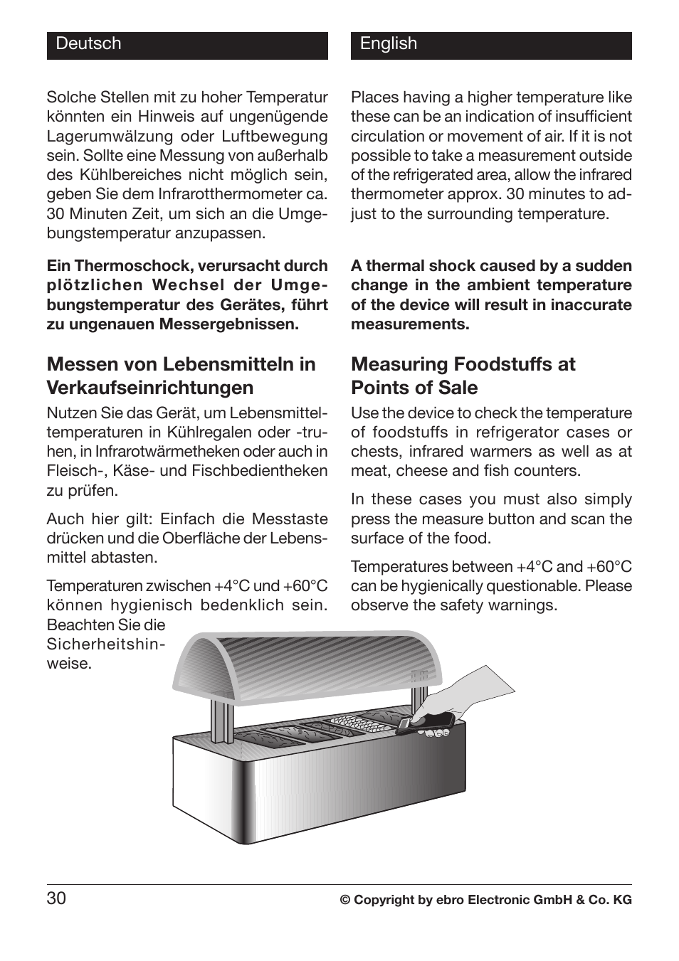 Messen von lebensmitteln in verkaufseinrichtungen, Measuring foodstuffs at points of sale | Xylem TLC 730 User Manual | Page 30 / 48