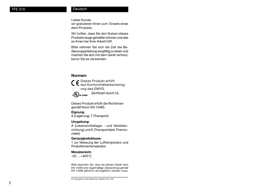 Xylem TFE 510 User Manual | Page 2 / 18