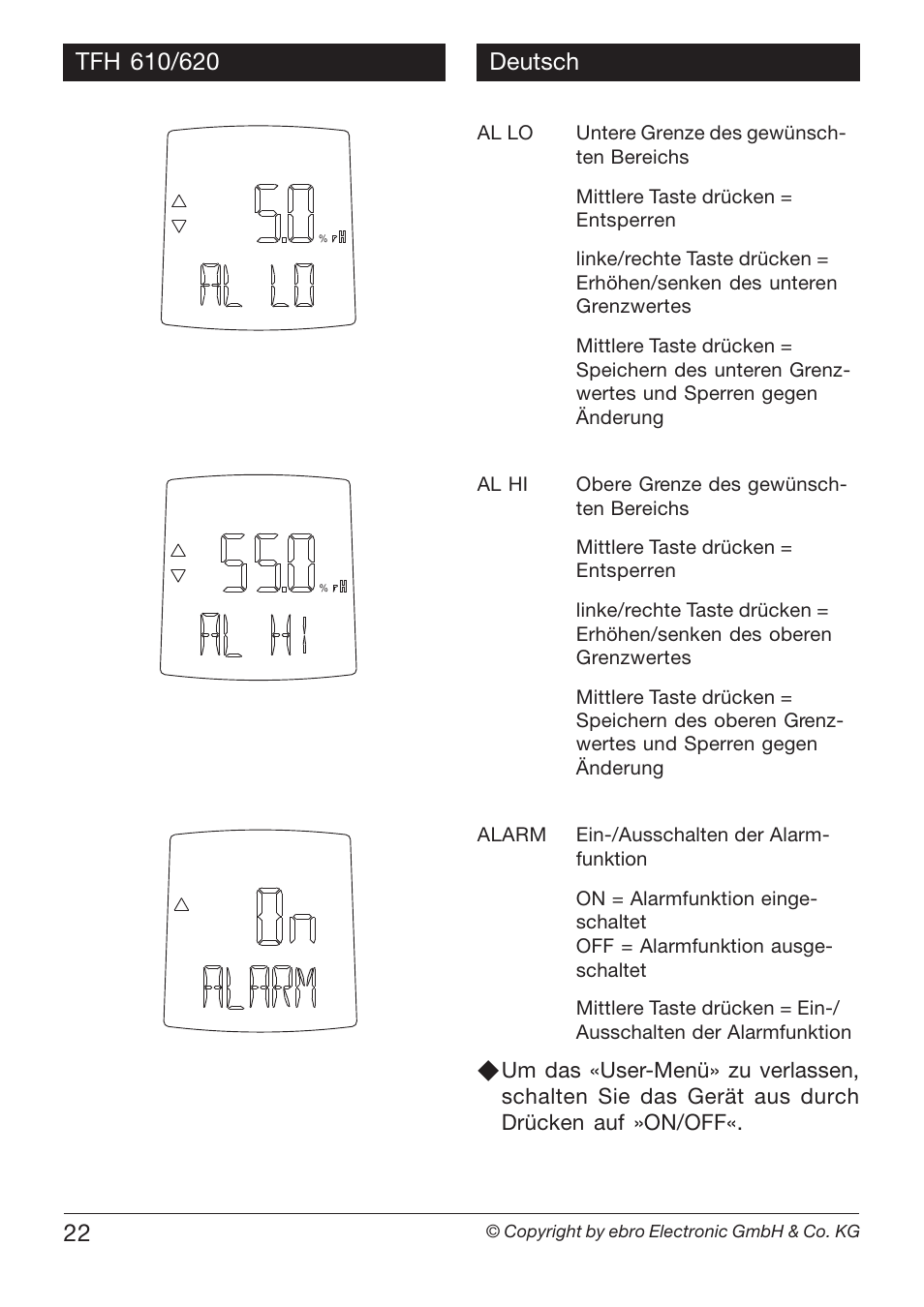 Xylem TFH 610/620 User Manual | Page 22 / 56