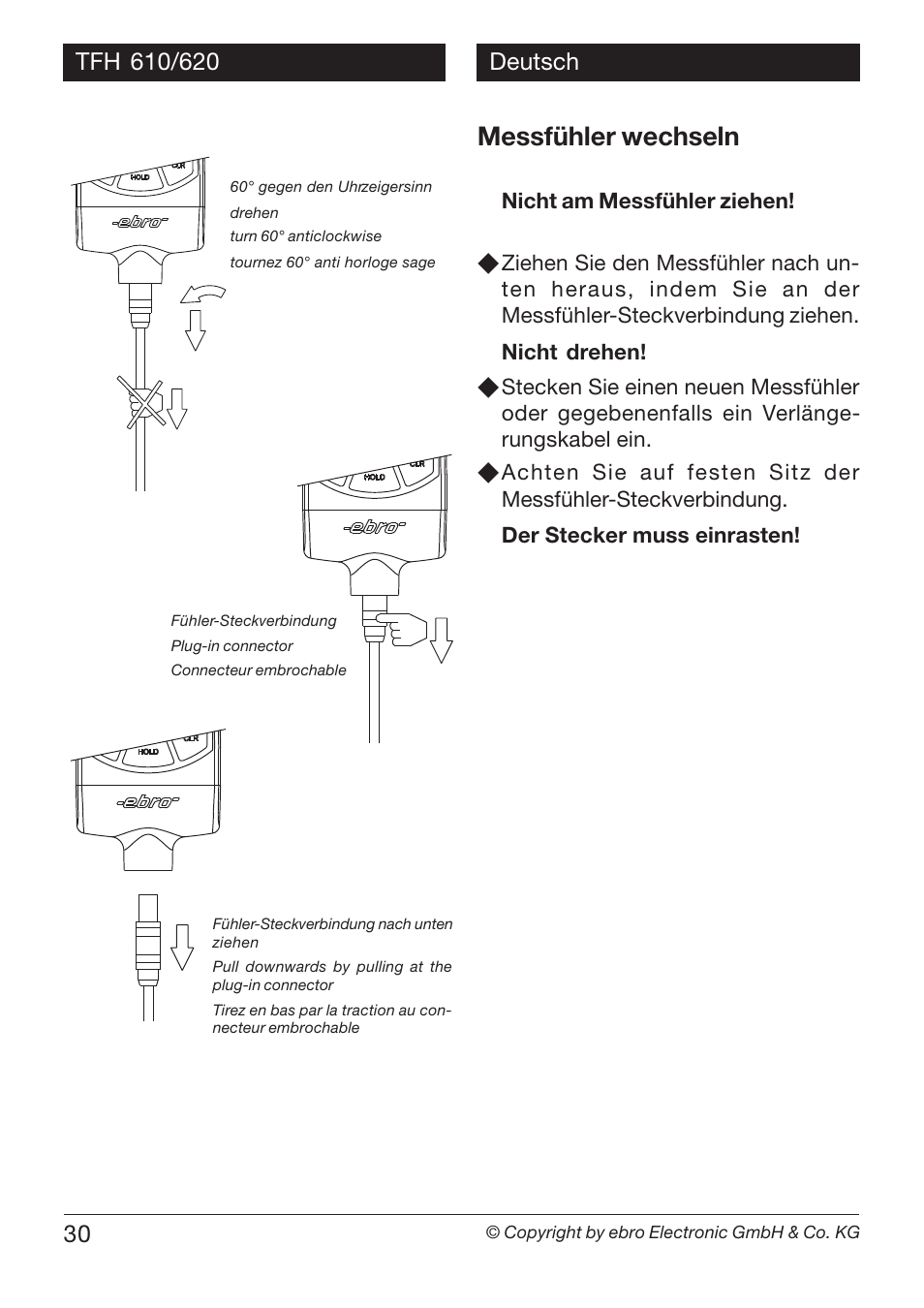 Messfühler wechseln | Xylem TFH 610/620 User Manual | Page 30 / 56