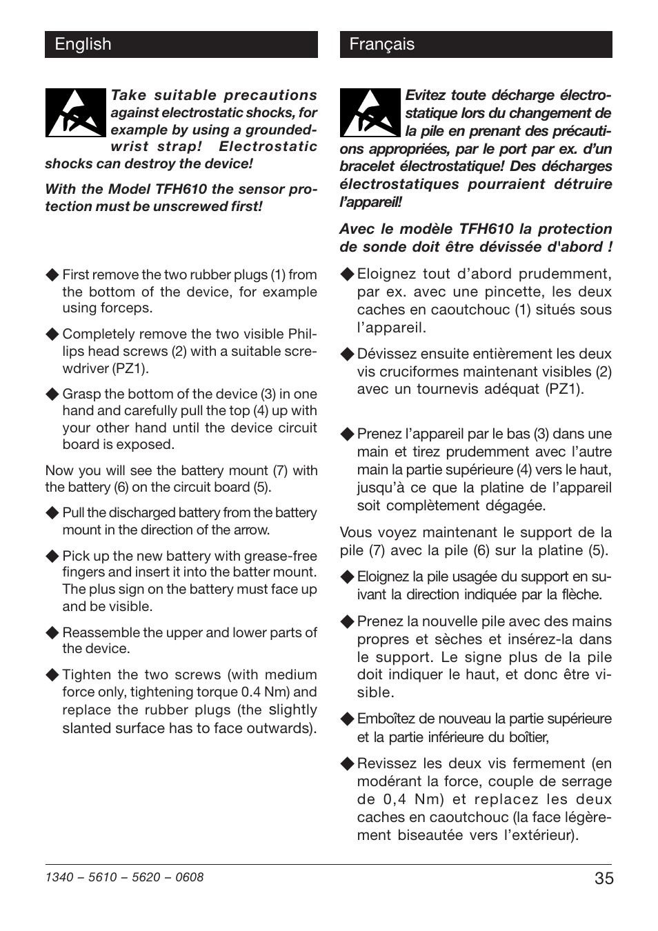 Xylem TFH 610/620 User Manual | Page 35 / 56