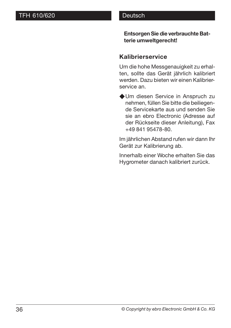 Xylem TFH 610/620 User Manual | Page 36 / 56