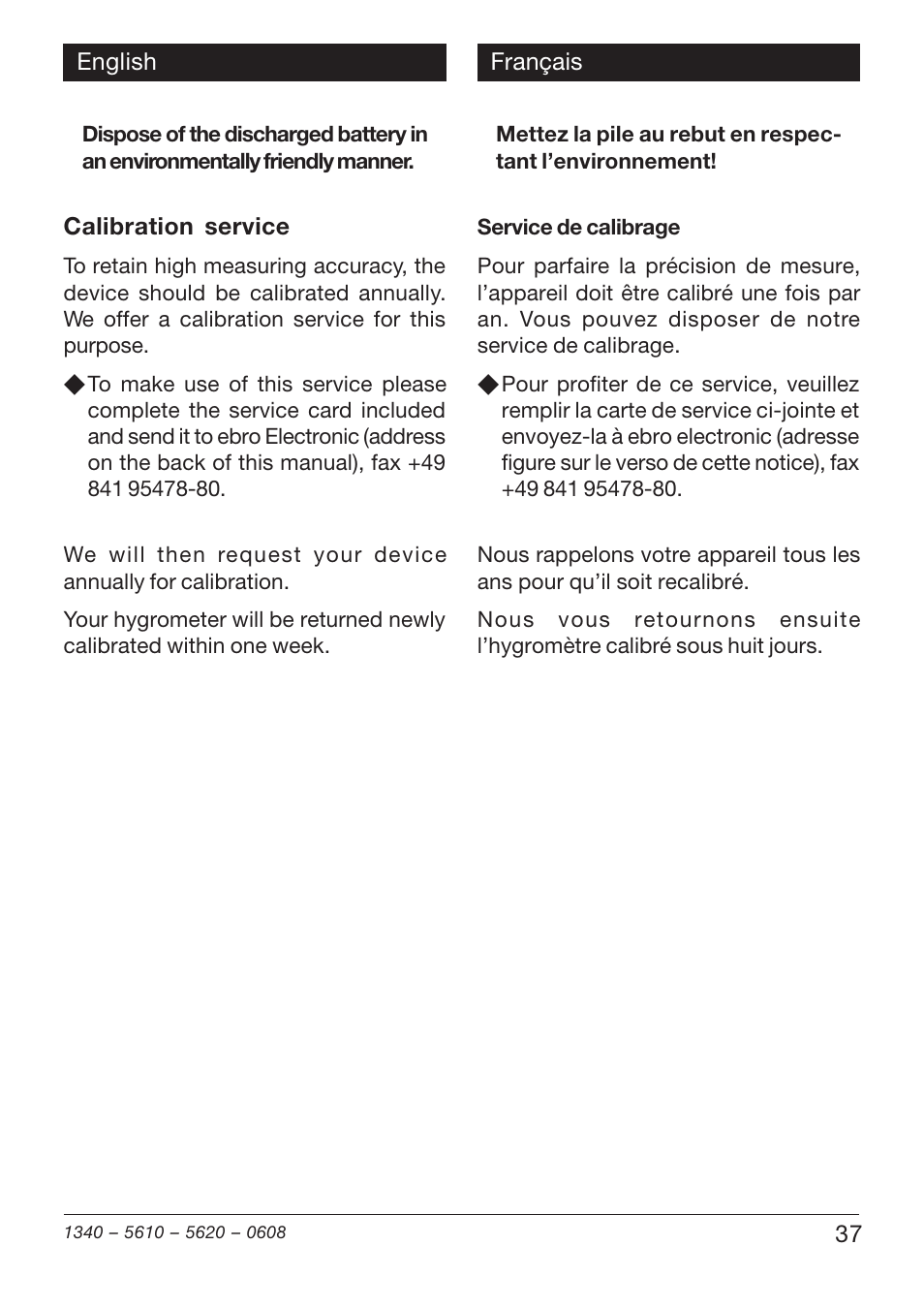 Xylem TFH 610/620 User Manual | Page 37 / 56