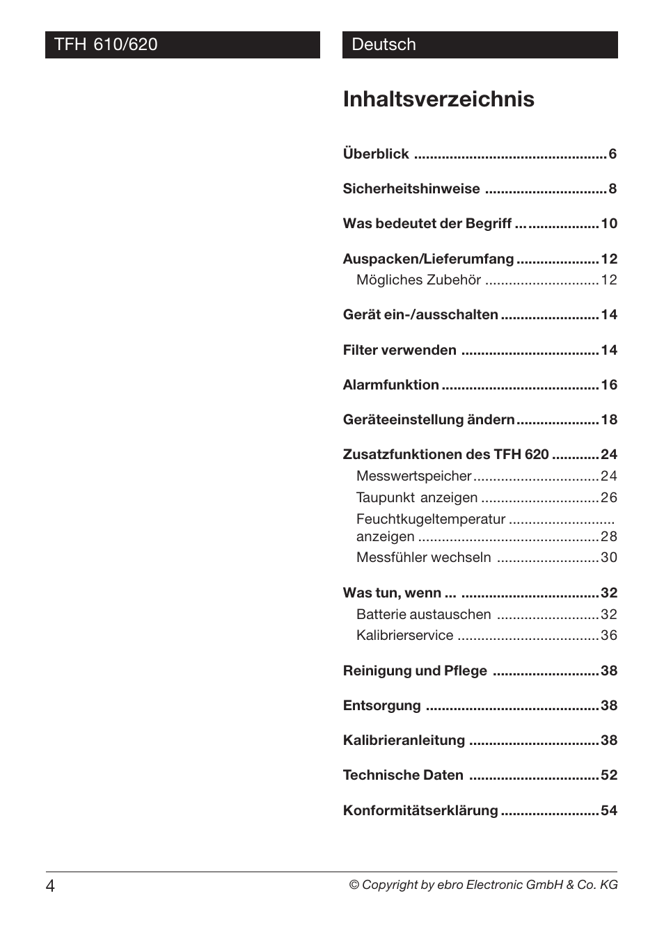 Xylem TFH 610/620 User Manual | Page 4 / 56