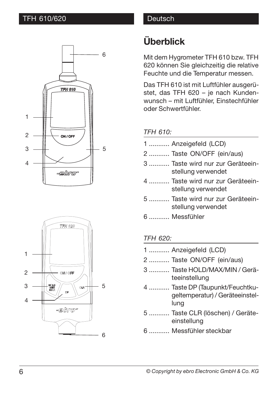 Überblick | Xylem TFH 610/620 User Manual | Page 6 / 56
