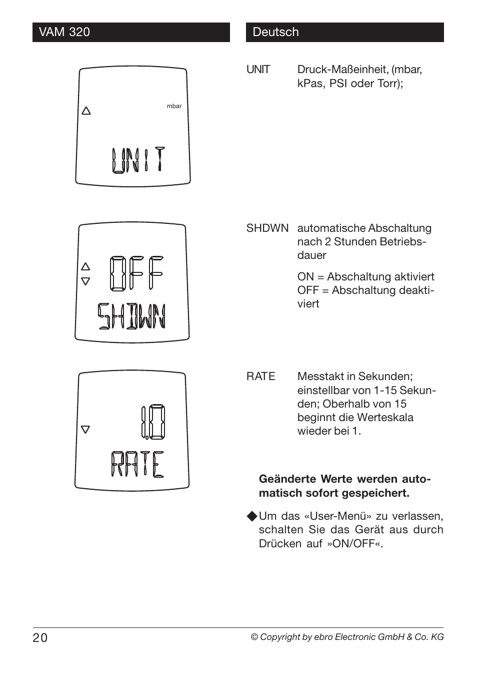 Xylem VAM 320 User Manual | Page 20 / 28